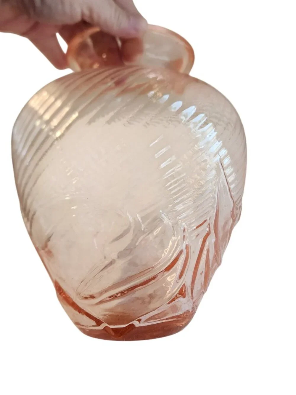 Antique 1920's Made in Italy Pink Swirl Art Deco Vase (air bubbles)